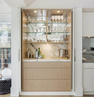 Meuble bar à vin haut de gamme en bois massif avec placage foncé, design multifonctionnel pour salon moderne et villa, idéal pour la maison et l'hôtel