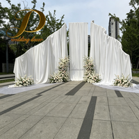 JINDA Outdoor White Draped Wedding Backdrop Stand Fabric Curtain Arch Background Frame untuk Dekorasi Acara Pernikahan