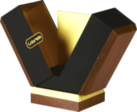 Boîte cadeau à double porte en bois grainé noir et or avec fermeture magnétique personnalisée pour emballage de coffret cadeau de luxe