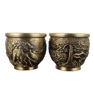 Vasi in ottone Dingtong Bai Fu, Vasi per riso in rilievo, Ornamenti da ufficio, <span class=keywords><strong>Tigre</strong></span>, Vasi portagioie, Artigianato all'ingrosso - Product Image 1