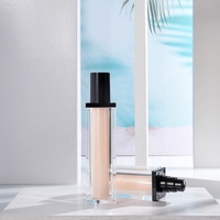 Bouteille à pompe de luxe vide de 15ml à double paroi carrée cosmétique acrylique plastique sans air pour sérum visage