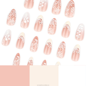 <span class=keywords><strong>Uñas</strong></span> Acrílicas 3D Blancas Frescas con <span class=keywords><strong>Diseño</strong></span> Floral, <span class=keywords><strong>Uñas</strong></span> Postizas a Presión, Puntas de <span class=keywords><strong>Uñas</strong></span> Falsas - Product Image 5