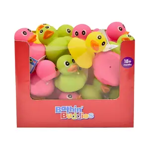 24pcs Set Green Blue 8cm Floating Yellow Duck Shower Bath Toys PVC Rubber Small Ducks Bulk Bath Toy