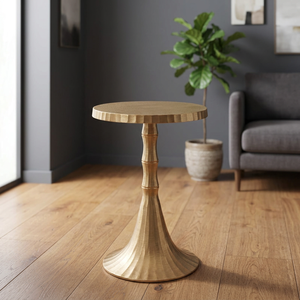 Modern Round Side <b>Table</b> with <b>Gold</b> Metal Base Contemporary Design for Living Room - Product Image 6