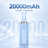 Batterie externe pour ordinateur portable 65W 20000mAh avec câbles doubles intégrés Chargeur portable haute puissance USB-C Charge rapide bidirectionnelle