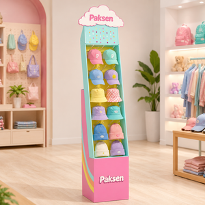 Paksen Vertical Tiered Display Rack With <b>Hooks</b> For Hats And Headwear Retail Stand Freestanding Lightweight Plastic <b>Shelf</b> - Product Image 3