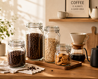 Frasco de Vidrio Cuadrado para Almacenamiento que Ahorra Espacio |   Organizador de Cocina Hermético |   Recipiente Hermético para Despensa |   Venta al por Mayor Directa de Fábrica