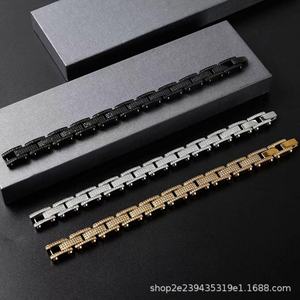 Jewelry for <b>Men</b> Stainless Steel Bracelet Gold Plated Jewelry Iced Out Bracelet Chunky Bracelet Hip Hop Jewelry Durable Fashion - Product Image 4