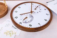 Jam dinding multifungsi pasang dan tampilan bulan jam dinding kayu untuk dekorasi rumah modern