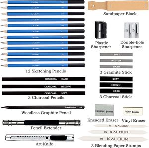 Hot Bán 34Pcs Phác Thảo Và Vẽ Bút Chì Thiết Lập Trong Nylon Trường Hợp Với 100 Trang Phác Thảo Pad - Product Image 3