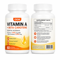 Gélules végétaliennes sans OGM à base d'huile de vitamine A et de bêta-carotène, formule carotenoïde pour le bien-être quotidien, approvisionnement en marque blanche