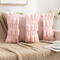 Housse de coussin décorative en fausse fourrure de lapin, patchwork, douce et moelleuse, pour canapé de salon - Grande Vente
