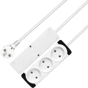 EU Extension Socket 3 Outlet 2 m white plug tabletop cheap Germany Europe Hot Sale Power Strip