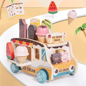 Giocattoli Educativi <span class=keywords><strong>Montessori</strong></span>, Accessori per Giochi di Ruolo, Negozio di Simulazione, Camion Gelateria in Legno, Giocattoli EN71 - Product Image 4