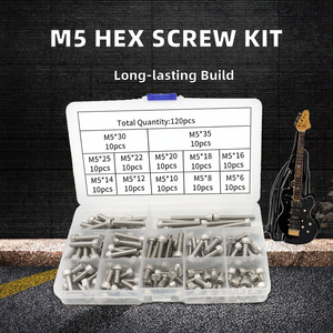 Kit vite a testa esagonale SS304 M5 Set assortimento <span class=keywords><strong>Hardware</strong></span> di fissaggio con finitura semplice Set di assortimento di ferramenta - Product Image 2