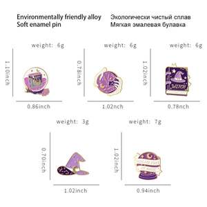 الجملة الساحرة سحر دبوس ملابس أشكال مختلفة شارة هالوين قبعة سحرية كتاب الكريستال الكرة دبابيس ل Witchy مجوهرات مخصص شعار - Product Image 6