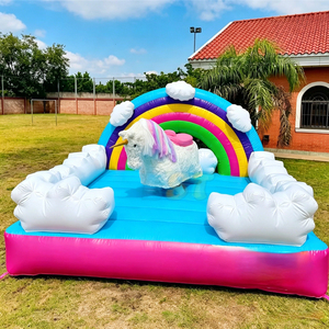 Juego <span class=keywords><strong>de</strong></span> paseo <span class=keywords><strong>de</strong></span> rodeo <span class=keywords><strong>de</strong></span> unicornio inflable <span class=keywords><strong>de</strong></span> arco iris al aire libre con colchón mecánico Bull Riding Crazy Bull Machine para <span class=keywords><strong>alquiler</strong></span> <span class=keywords><strong>de</strong></span> fiestas - Product Image 1