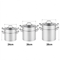 Ensemble de casseroles en acier inoxydable de style américain, écologique, avec couvercle en verre, compatible induction et gaz, passe au lave-vaisselle