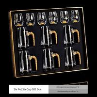 Ensemble de verres à liqueur en feuille d'or, boîte cadeau, prix d'usine, séparateur de vin en cristal, verre à liqueur, verre à spiritueux pour la maison, ensemble de verres à vin haut de gamme