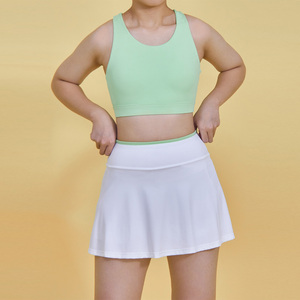 Luckpanther label pribadi kustom pakaian kebugaran Bra olahraga atasan dan tenis saku celana pendek dua bagian Set tenis rok olahraga - Product Image 4