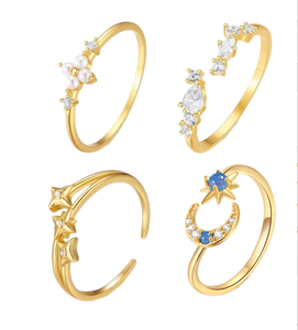 Anillo CANNER de Plata de Ley 925 con Diseño Exquisito de Estrella y Luna, Elegante Anillo de Oro de 18K - Product Image 2