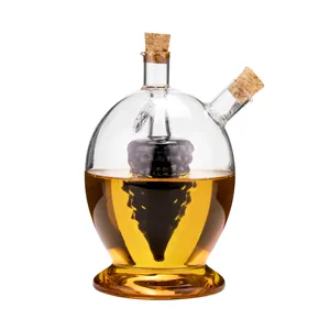 2合1玻璃橄榄油锅和醋瓶套装创意酱油容器分配器，带软木塞，用于厨房油酱