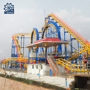 Attractions foraines de montagnes russes à quatre boucles et manèges de parc d'attractions Équipement de parc à thème en acier avec conception 3D gratuite - Product Image 2