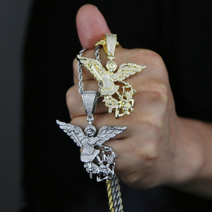 แฟชั่นแวววาวผู้ชายเด็ก<span class=keywords><strong>ชาย</strong></span>ศาสนาฮิปฮอปเครื่องประดับ5A สร้อยคอจี้ปีศาจ CZ - Product Image 6