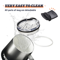 Tasse de bureau isotherme 8 oz (237 ml) avec poignée, revêtement céramique, couvercle coulissant amovible, en acier inoxydable 316 à double paroi sous vide