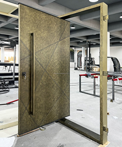 أبواب محورية أمامية خارجية حديثة من الصلب المعدني للفلل، أبواب حديدية أمنية للواجهات الخارجية للمنازل، أبواب دخول رئيسية - Product Image 4