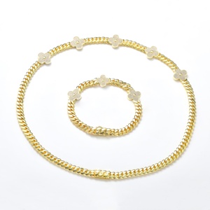 Collar y Pulsera <span class=keywords><strong>de</strong></span> Cadena Fashion Clover <span class=keywords><strong>Monaco</strong></span>, Chapados en <span class=keywords><strong>Oro</strong></span> <span class=keywords><strong>de</strong></span> 14K y 18K, con Zirconia, Accesorio para Mujer, Estilo Hiphop - Product Image 6