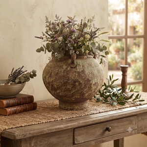 RXGC01-A Pot <span class=keywords><strong>en</strong></span> céramique terracotta rustique vieilli à trois poignées, vase vintage texturé brut style Wabi-Sabi - Product Image 6