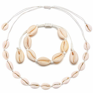 Último Collar Bohemio Sencillo de Conchas Nuevas, Gargantilla Ajustable de Cuerda Trenzada con Conchas de Cauri y <span class=keywords><strong>Puka</strong></span> Blancas - Product Image 3