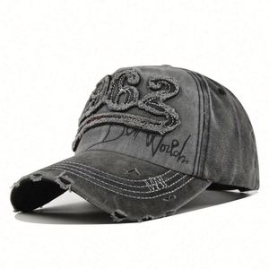 Casquettes de baseball en coton lavé vieilli, style déchiré, pour homme et femme, avec broderie 3D sportive vintage, vente en gros - Product Image 4