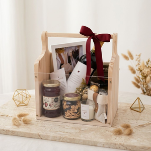 Aanpasbare houten cadeaukist van dennenhout, handgepolijst houten cadeaumand met acrylpaneel voor bruiloft, verjaardag, feestdagen cadeauverpakking - Product Image 6