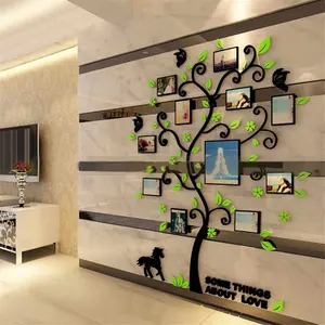 اطار صورة عائلية ثلاثية الابعاد اكريليك ملصقات جدارية شجرة قابلة للإزالة ديا لغرف الجلوس وديكور المنزل