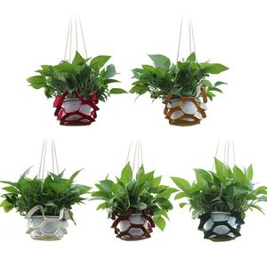 Multi-Tiered Versatile Indoor/Outdoor Hanging Planter <b>Basket</b> Plants & <b>Flowers</b> Perfect <b>for</b> Garden Decor PU Leather Plant Hanger - Product Image 1