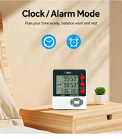 2-Kanal Digitaler Küchentimer mit Doppel-Countdown, Zeit- und Temperaturanzeige, Lautem Alarm, Uhr und Magnet