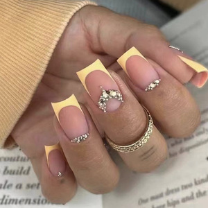 Vente en gros à bas prix, Ongles semi-artisanaux à porter à la machine, papillon en <span class=keywords><strong>nacre</strong></span>, texture de haute qualité, diamant scintillant <span class=keywords><strong>rose</strong></span> - Product Image 6