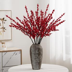 Bouquet de baies artificielles de houx Meng Jie, 90 cm, baies rouges, pour la décoration de la maison, salon, arrangements du Nouvel An - Product Image 3