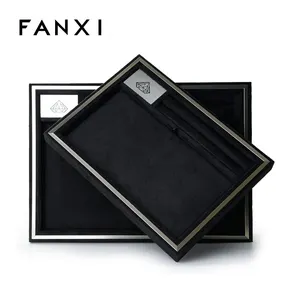FANXI çıkarılabilir süet mücevher ekran tepsileri için pedleri ile yüzük kolye küpe tutucu organizatör özel istiflenebilir takı tepsisi