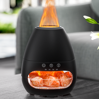 Lampe himalayenne électrique arôme brume fraîche atomiseur d'air humidificateur diffuseur d'arôme de pierre de sel à ultrasons avec décoration de flamme 3D