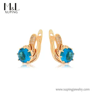 ML99265 XUPING ML Store Cheap price European style wholesale jewelry 18K gold color gold plated claw set stone Hoop earring
