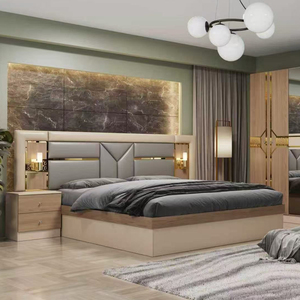 Ensemble de meubles de <span class=keywords><strong>chambre</strong></span> <span class=keywords><strong>à</strong></span> <span class=keywords><strong>coucher</strong></span> moderne de style turc <span class=keywords><strong>pour</strong></span> adultes, lit double, coiffeuse, fonction massage, hauteur réglable, cadre en bois - Product Image 1