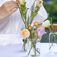 Ensemble de 3 petits vases minimalistes en verre transparent pour centres de table de décoration intérieure