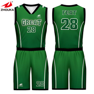 Wholesale cheap Youth T-shirt two-way basketball uniform custom basketball jersey design Green - Product Image 1