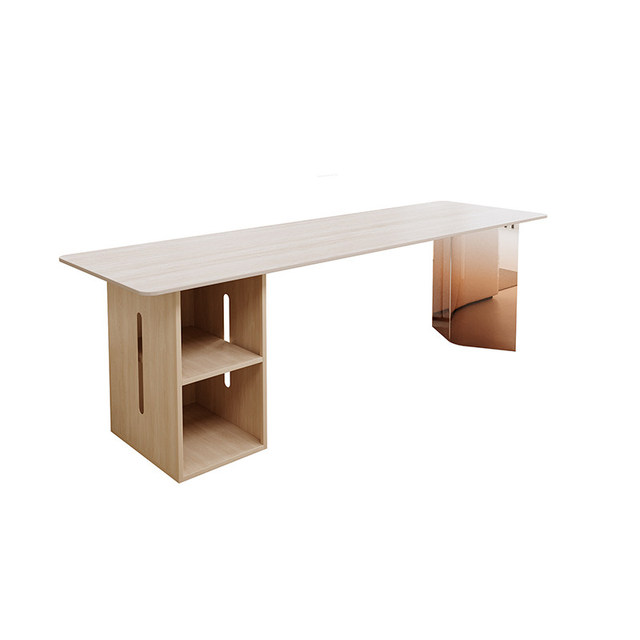 Modern Simple White Wood Desk with Drawer Multi-Functional Computer Table for Small Apartment Office