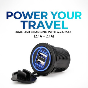 Chargeur de voiture USB LED double port 4.2A 12V 24V, prise étanche <span class=keywords><strong>pour</strong></span> bateau, yacht, camping-car - Product Image 1