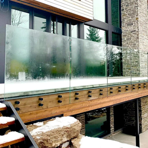 Aleader hiện đại thép không gỉ Kính không khung cầu thang & ban công lan can hệ thống lan can với khung standoff-Chống gỉ - Product Image 1