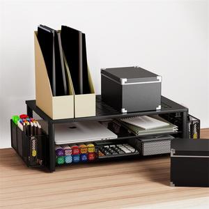 Sản xuất bàn Màn hình máy tính đứng Riser kim loại lưới Máy tính để bàn tổ chức với ngăn kéo và chủ bút văn phòng bàn tổ chức - Product Image 4